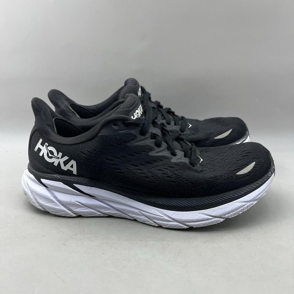 Hoka One One Clifton 8 Running Shoes Women Size 8.5 B Black Comfort Low Sneakers